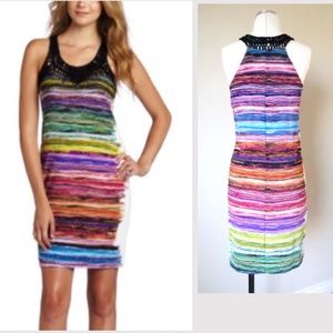 Cluny watercolor knit dress macrame straps size S